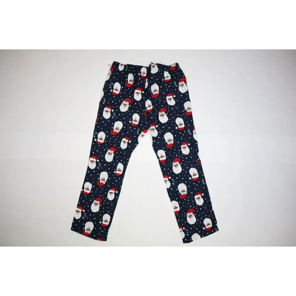 Old Navy Mid Rise Pull On Style Flannel Pajama Pants Santa Claus Brown Adult L - Picture 7 of 8